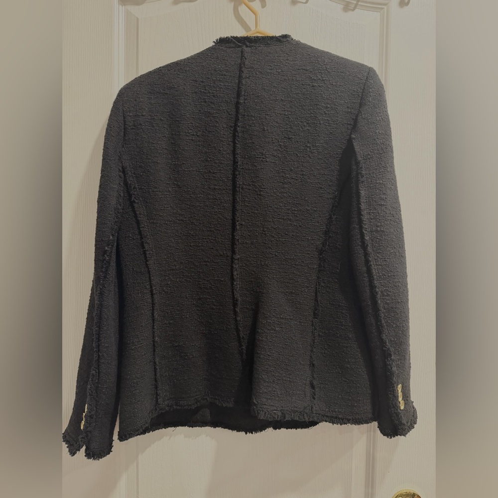 Zara Black Textured Blazer with Gold Buttons - Picture 6 of 7